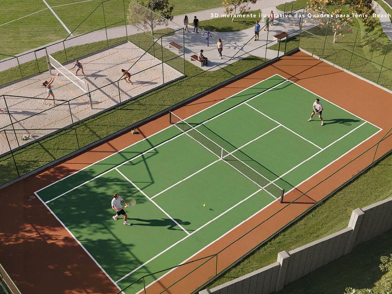 Quadras de tênis, beach tennis, futevôlei e vôlei de praia do Senses Atibaia